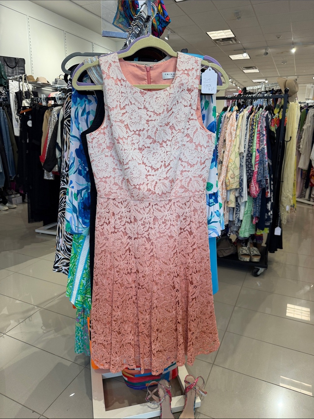 Trina Turk Pink Ombre Lace Midi Dress